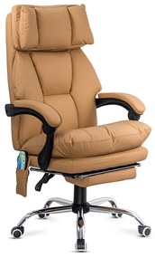 Scaun de birou cu masaj și încălzire din piele ecologică OFF 414 bej