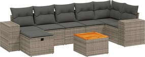 vidaXL Set canapele de grădină cu perne, 8 piese, gri, poliratan