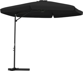 vidaXL Umbrelă de soare de grădină, stâlp din oțel, negru, 300 cm
