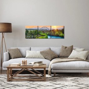 Tablou - Pădure peisaj montan (cu ceas) (90x30 cm)