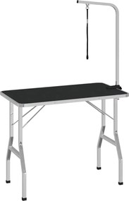 vidaXL Masă pentru îngrijirea câinilor reglabilă, cu 1 lesă