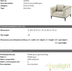 Fotoliu elegant design LUX Cesare, pebble grey 111012 HZ