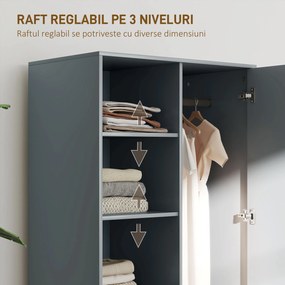 HOMCOM Dulap Modern Reglabil Gri-Închis | Aosom Romania