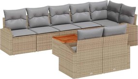 vidaXL Set de canapele pentru grădină 9 pcs Beige și gri deschis