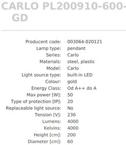 Lustra LED design modern circular CARLO auriu, diametru 60cm