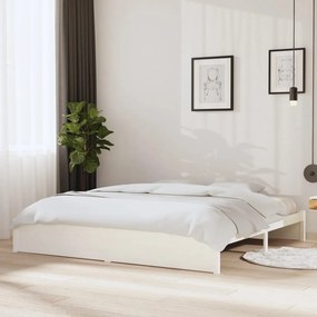 814970 vidaXL Cadru de pat, alb, 200x200 cm, lemn masiv de pin