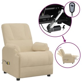 3073841 vidaXL Fotoliu de masaj electric, crem, piele întoarsă ecologică