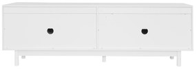 Comodă TV Elegant în Stil Luxos cu Uși Structurate și Rafturi Reglabile, 175x38x56 cm, Alb