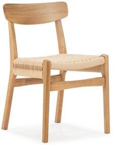 Scaune de dining în culoare naturală 2 buc. din lemn de arbore de cauciuc Biel – MOME