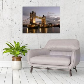 Tablou pe sticlă - Tower Bridge la noapte (70x50 cm)