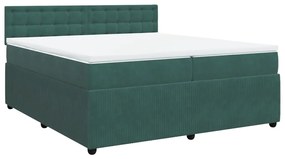 3287845 vidaXL Pat box spring cu saltea, verde închis, 200x200 cm, catifea