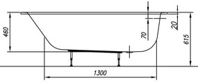 Cada dreptunghiulara slim, Kolpasan, Betty E2, 170 x 70 cm, alb