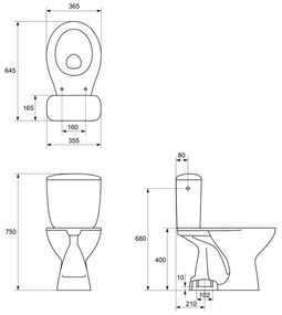 Set vas WC compact Cersanit, President, cu iesire verticala, cu capac si rezervor, alb