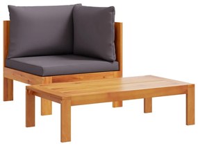 367632 vidaXL Set canapea de grădină, 2 piese, cu perne, lemn masiv de acacia