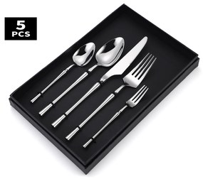 Set 5 tacamuri din inox, pentru calatorit si birou,TRENDY’S, crom