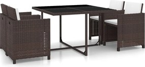 vidaXL Set mobilier de exterior cu perne, 5 piese, maro, poliratan