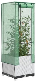 vidaXL Strat înălțat cu husă de seră, aspect ratan, 40x40x139 cm