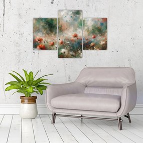 Tablou – Abstracție de câmp cu maci (90x60 cm)