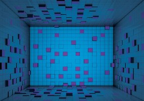Fototapet - 3D încăpere din cuburi albastre (254x184 cm), în 8 de alte dimensiuni noi