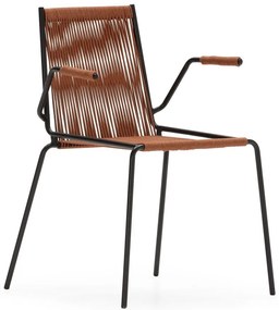 Scaune de dining teracotă cu cotiere/stivuibile 2 buc. din metal Emily – Marckeric