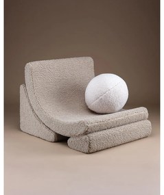 Fotoliu de copii maro deschis cu tapițerie din țesătură bouclé Moon – Wigiwama