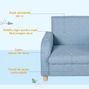 HOMCOM Scaun pentru Camera Copiilor în Material Textil Max. 65 kg 49x45x44cm Albastru | Aosom Romania