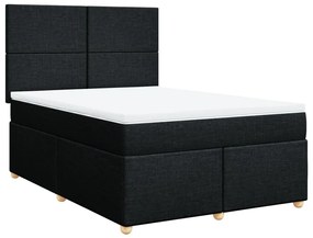 3291270 vidaXL Pat box spring cu saltea, negru, 140x190 cm, textil