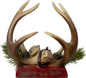 Suport decorativ de Crăciun cu cârlig și coarne de cerb, roșu, 18x24x15 cm, „Montclar”
