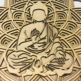SENTOP | Pictură pe lemn cu mai multe straturi | Buddha într-o mandală