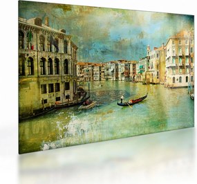 Tablou pe sticlă - Canalul de la Veneția și gondole (70x50 cm)