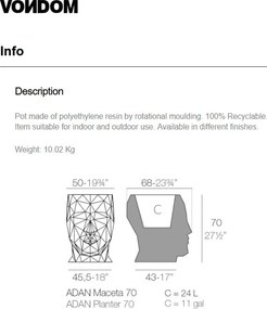 Ghiveci de flori / Jardiniera plante design decorativ modern pentru amenajari interioare si exterioare, ADAN PLANTER 49060R Vondom
