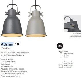 Pendul industrial design nordic ADRIAN 16, negru 48783003 NL
