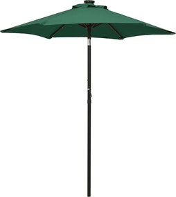 vidaXL Umbrelă de soare cu lumini LED, verde, 200x211 cm, aluminiu