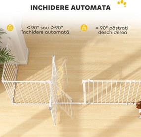 PawHut Gard pentru Câini cu 8 Panouri Modulabile cu Închidere Automată, din Oțel și ABS, 61x3x75 cm, Alb | Aosom Romania