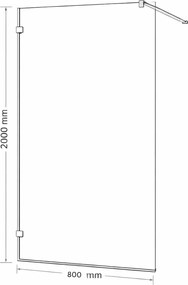 Paravan de dus walk-in 80x200 cm, crom, sticla transparenta, montare dreapta, Ronal PUR