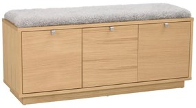 Pantofar gri/în culoare naturală cu bancă cu aspect de lemn de stejar Confetti – Rowico