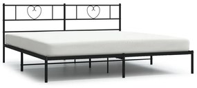 355467 vidaXL Cadru de pat metalic cu tăblie, negru, 180x200 cm