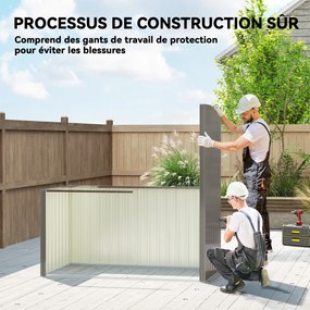 Outsunny Magazie de grădină din metal tip sprijinit 2 grile de aerisire acoperiș înclinat anti-UV 163x90x179cm Gri deschis | Aosom Romania