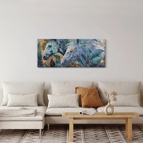 Tablou - Cai cu fundal auriu (120x50 cm)