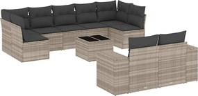 vidaXL Set canapele de grădină cu perne 10 piese gri deschis poliratan