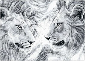 Tablou - Capete de lei desenate (70x50 cm)