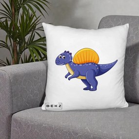 Perna Decorativa Spinozaur Kawaii, 40x40 cm, Alb Pufos, Husa Detasabila, Perna Inclusa, BEKZ®