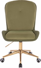 HR690K Scaun Velvet&amp;soft Piele Pu Măsline/Khaki Bază Aurie