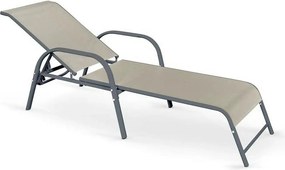 Sezlong gradina MOSLER, gri, plasa/otel, 65x193x95 cm