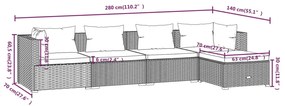 Set mobilier de gradina cu perne, 5 piese, maro, poliratan maro si verde, 2x colt + 2x mijloc + suport pentru picioare, 1