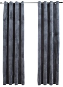 134498 vidaXL Draperii opace cu inele, 2 buc., antracit, 140x245 cm, catifea