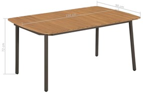 Set mobilier de exterior, 7 piese, lemn masiv de acacia si otel 7, nu