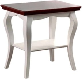Masă lemn masiv nuc Noptieră Milan Alb-, 50 × 35 × 49 cm