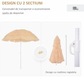 Umbrelă Outsunny Portabilă pentru Plajă/Grădină, Rezistentă la Apă, Ușor de Transportat, Ideală pentru Exterior | Aosom Romania