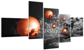 Tablou abstract - sfere portocalii (150x85cm)